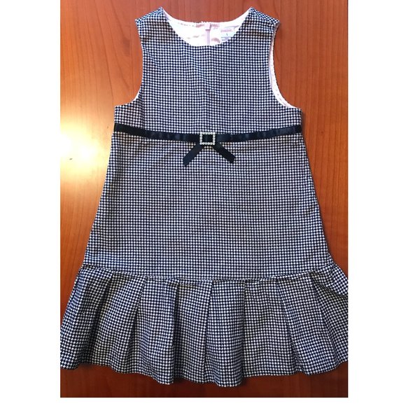 Gymboree Other - Gymboree Houndstooth Dress Rhinestone Belt Pleated Trim Vintage 100% Cotton
